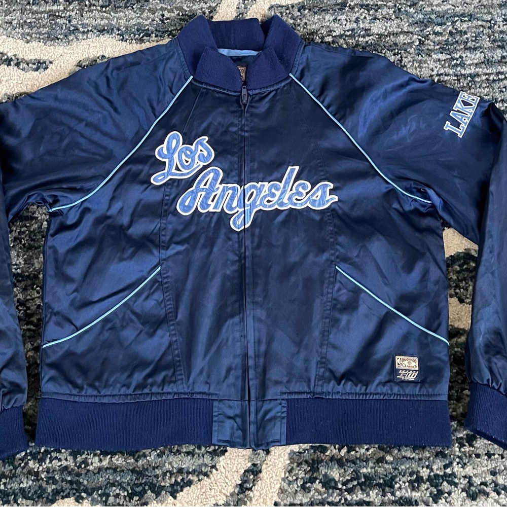 Vintage LOS ANGELES LAKERS Jacket NBA Hardwood Classics Zip Satin Nylon YOUTH XL